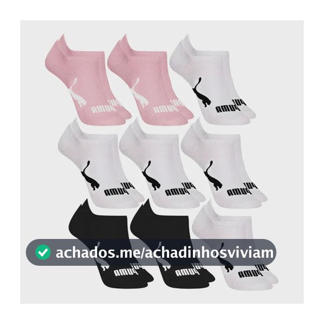 Kit 9 Pares Meias Invisível Puma Sapatilha Soquete Original