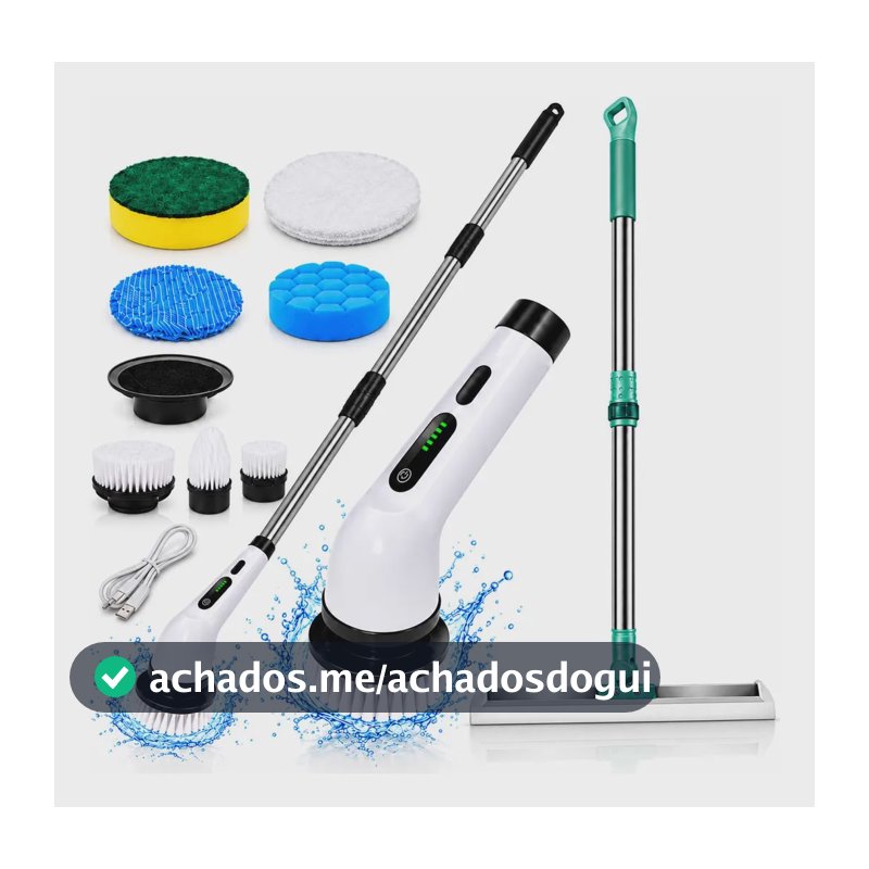 Kit2 Escova Elétrica De Limpeza + Rodo De Silicone Multiuso Kit 2 Peças