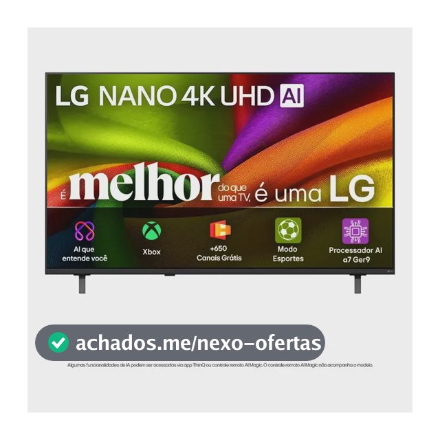 Smart TV 4K 43" LG NANO UHD AI NU850 2026 Processador α7 Ger9 HDR10 Xbox Bluetooth Wi-Fi AI Search Google Gemini webOS 26 - 43NU850BPSA