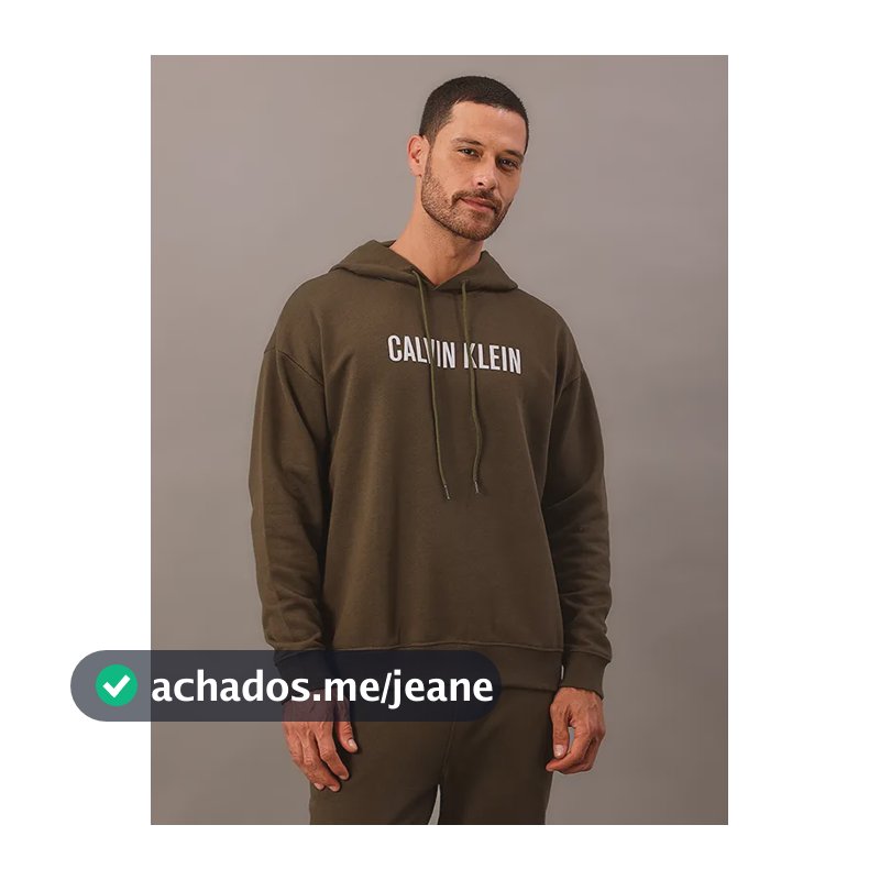 Blusão Masc Capuz Calvin Klein Intense Power G Verde Liso