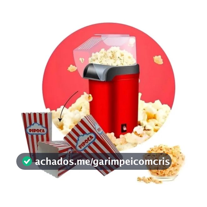 Pipoqueira Elétrica Vermelha Sem Óleo 1200W Compacta