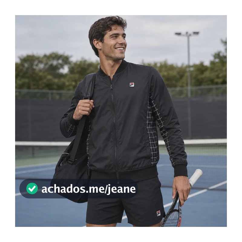 Jaqueta Fila For Tennis Masculina Preto Preta G Liso