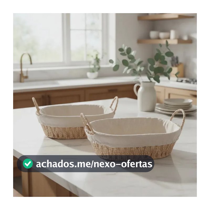 Cesta Com Alça E Forro Em Tecido 29 Cm X 20cm X 12cm - Wolff Creme