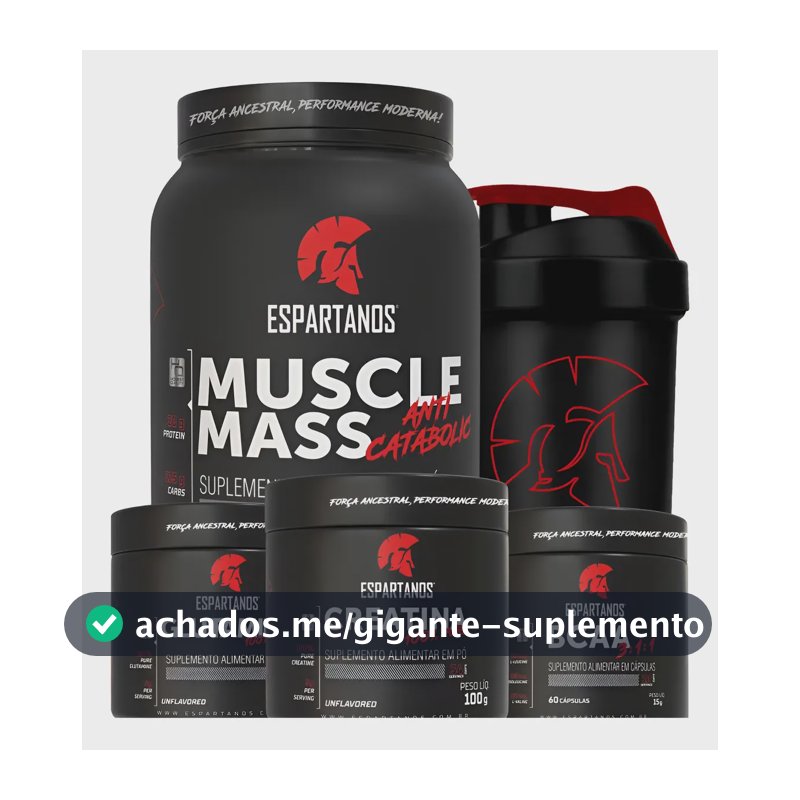 Kit Mass Hipercalórico + Bcaa + Creatina + Glutamina + Copo Chocolate