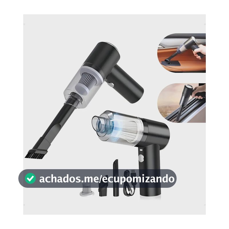 Aspirador Portátil 3 Em 1 Com Soprador e Filtro HEPA Para Carro e Teclado USB