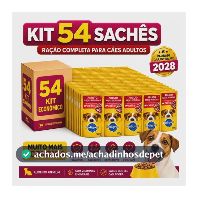 Kit 54 Pedigree Sachê Cães Adultos Raças Pequenas Carne 100g
