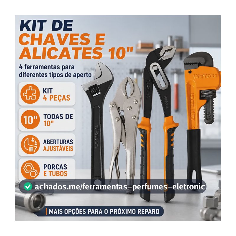Kit Ferramenta Chave Inglesa Alicate Pressão Bomba Grifo Preto