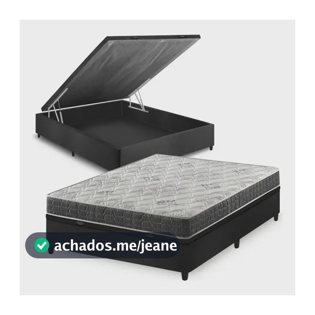 Cama Box Baú Casal Preto + Colchão Espuma D33 Ortopédico Zidi San Francisco 138x188x59cm