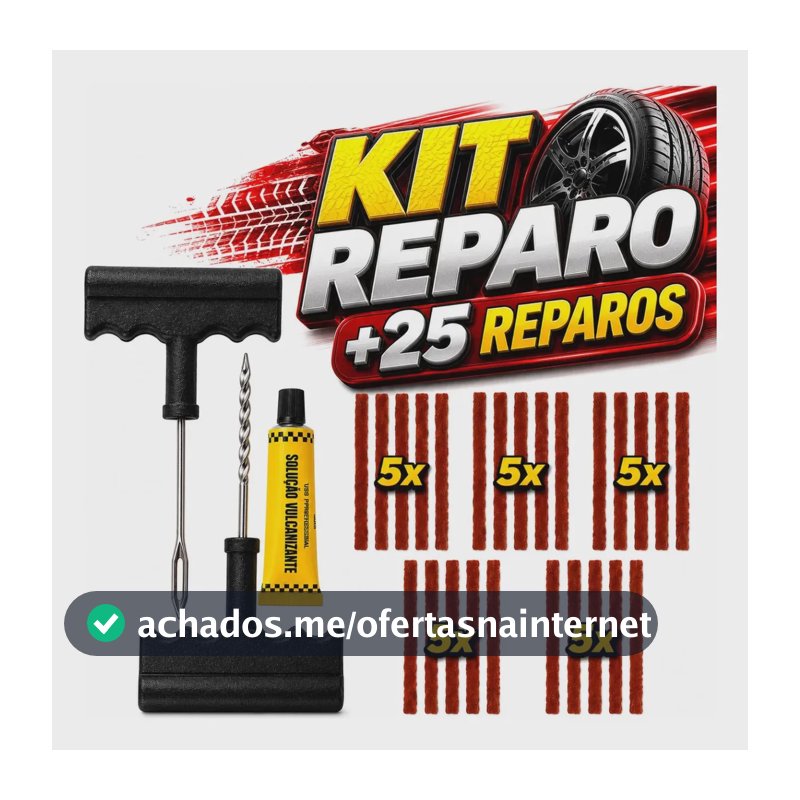 Kit Reparo Pneus 25 Remendo Macarrão Carro Moto Sem Câmara