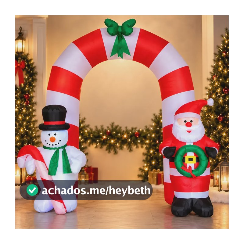 Arco Inflável Papai Noel Boneco Neve Enfeite Grande 2,5m Natalino