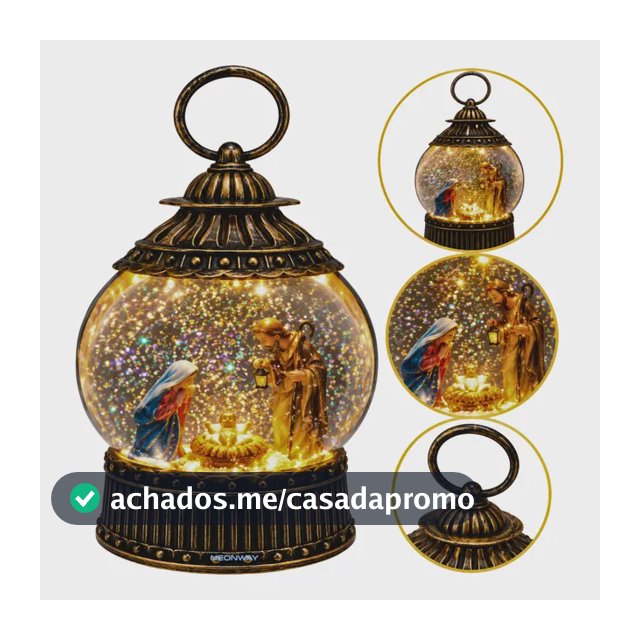 Decoração Natal Globo Com Presépio Iluminado Família Sagrada