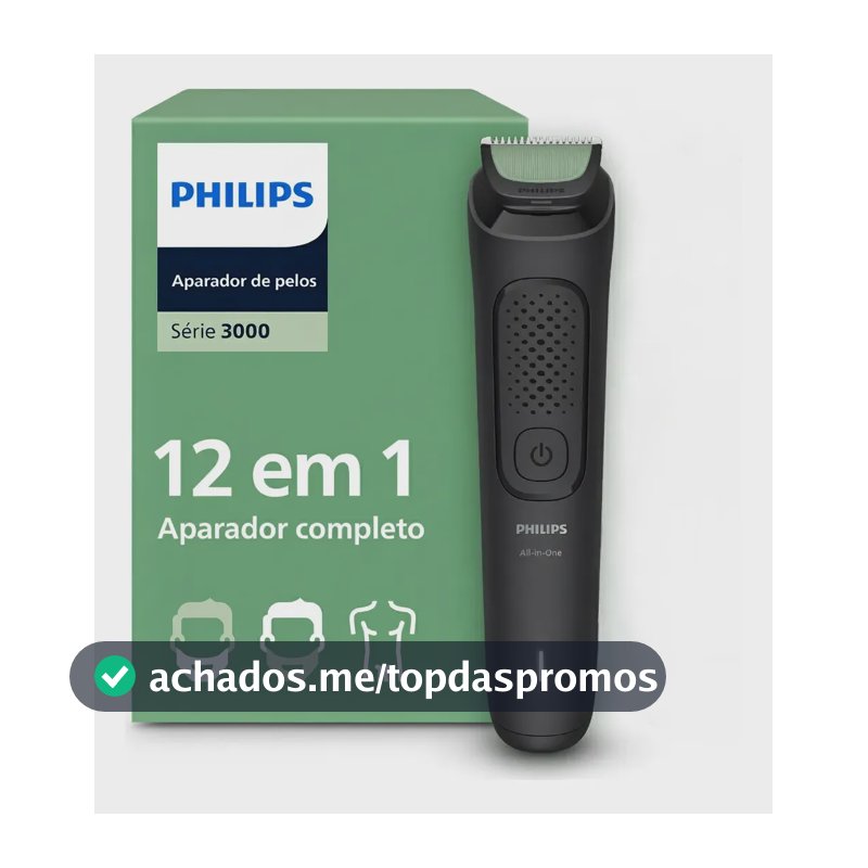 Philips Aparador e Barbeador Elétrico All-in-One Série 3000 12 em 1 12 acessórios para o visual completo | Lâminas com pontas arredondadas | 60 min sem fio | MG3921/15 MG3921/15