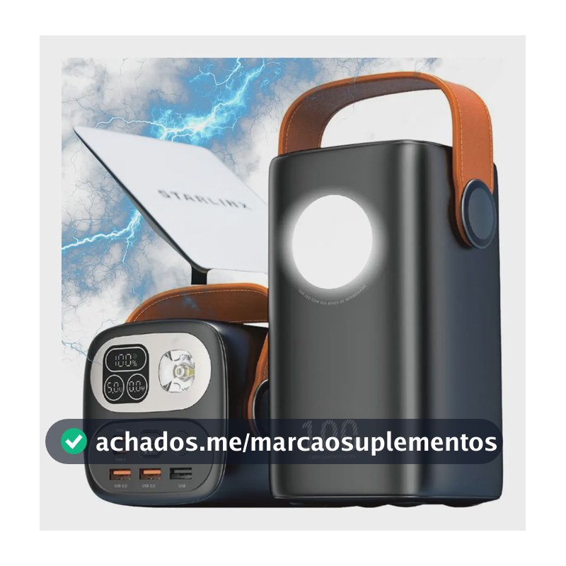 Power Bank 60.000mah 100w Para - Starlink Mini Ultra Rápido Carregador Portátil E Notebooks celulares computadores viagens trabalho home office proteções contra sobrecarga e curto-circuito Ice Coorel