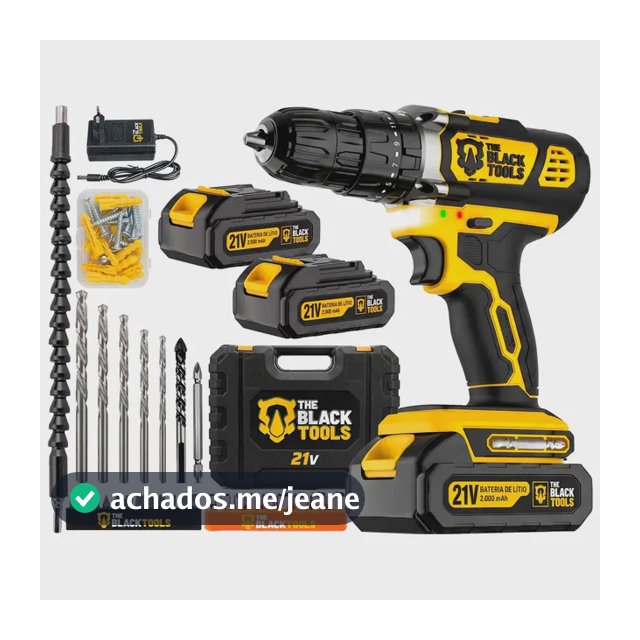 Parafusadeira Furadeira De Impacto 02 Baterias The Black Tools Profissional Tb-21px.2 Kit Completo Com Maleta Acessórios
