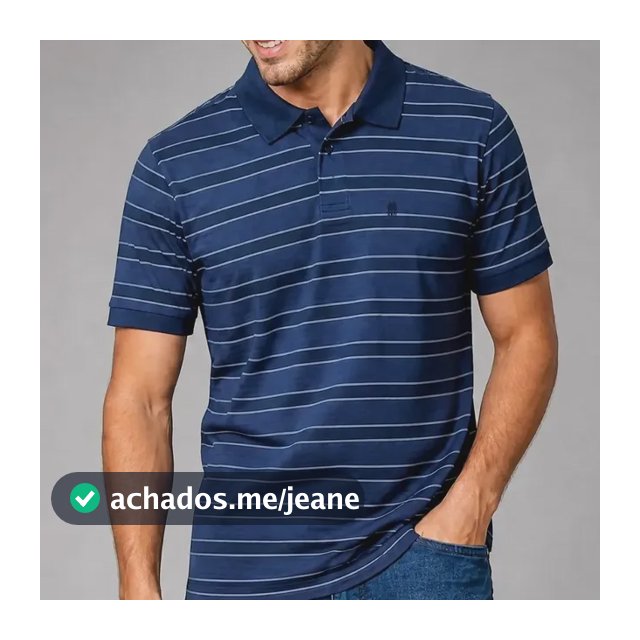 Polo Piquet Masculina Listrada Polo Wear Azul-escuro M