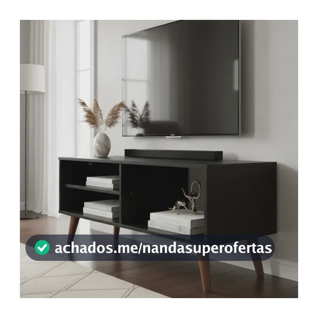 Rack Hack 90cm Tv Até 50 Polegadas Sala Apoio Aparador Pequeno Bancada Prateleira Nicho Estante Canto Chão Pé Retro Vintage Horizontal Compacto Médio Moderno Quarto Móvel Home Televisão Decoração MDP