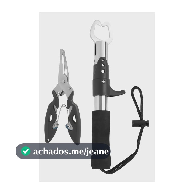 Kit Pesca Alicate Contenção Peixe E Alicate Bico Saca Anzol Preto