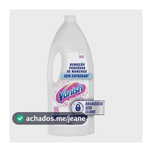 Tira Manchas Vanish Líquido Sem Cloro Crystal White para Roupas Brancas 1,5L