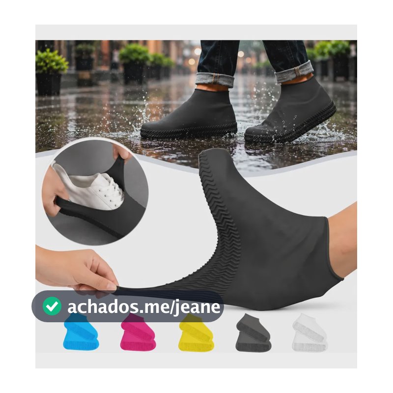 Capa Chuva Sapato Tênis Silicone Calçado Moto Protetor Preto Gg