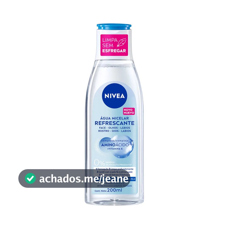 NIVEA Água Micelar Solução de Limpeza 7 em 1 Refrescante 200ml, Demaquila, Limpa Profundamente, Purifica, Hidrata, Cuidado Facial