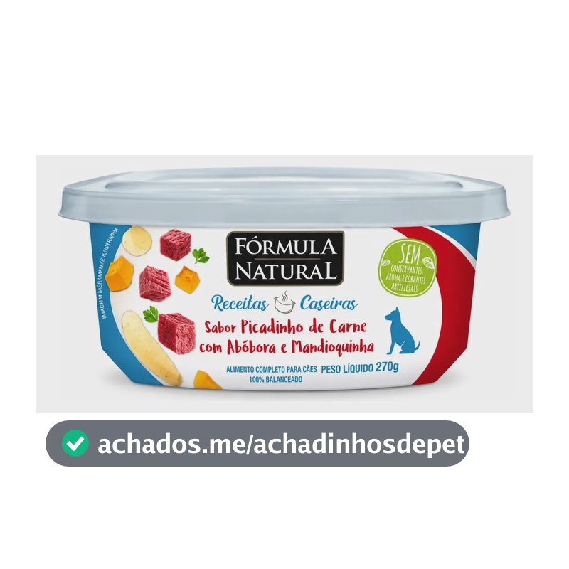 Comida Úmida Para Cão Picadinho De Carne 270g Fórmula Natural