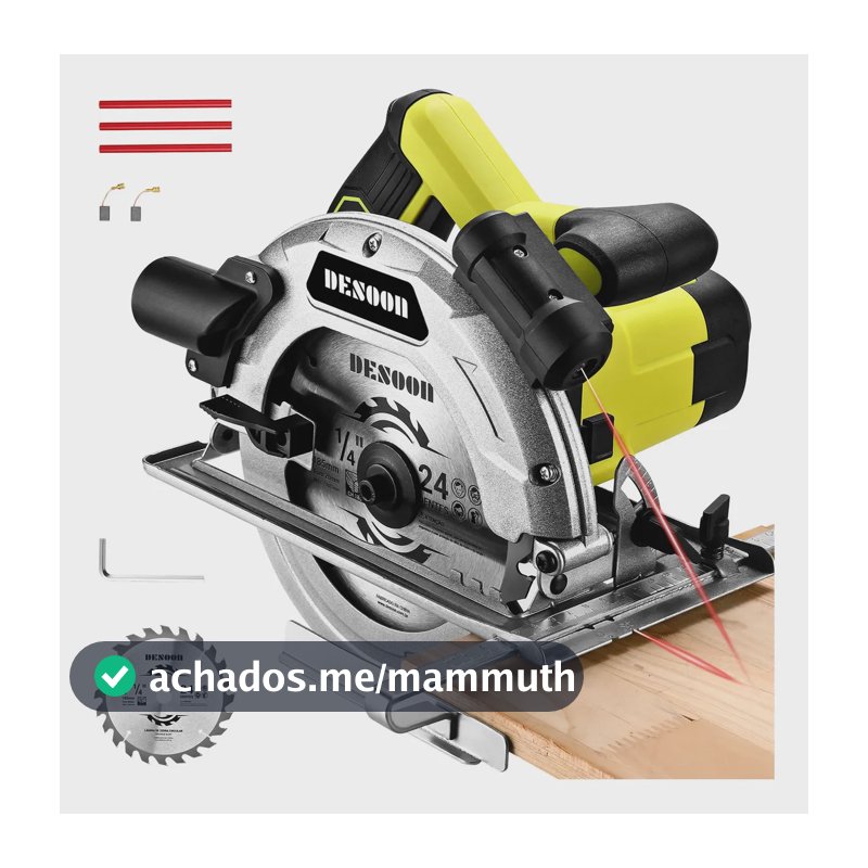 Serra Circular Profissional 1800w Motor Cobre Puro 185mm Base De Aço Com Laser E Disco 24 Dentes Corte Desoon