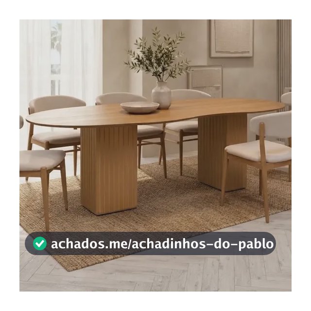 Mesa De Jantar 6 Lugares 180 X 90 Orgânica Base Ripada Marrom-claro