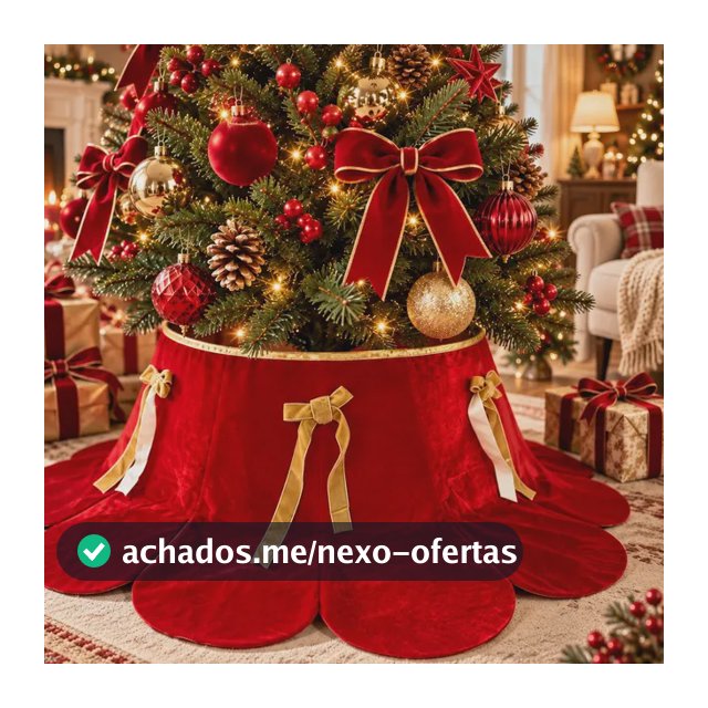 Saia Árvore Natal Veludo Laço Dourado Red