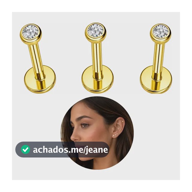 Kit 3 Piercing Titânio Ponto De Luz Zircônia Conch Labret