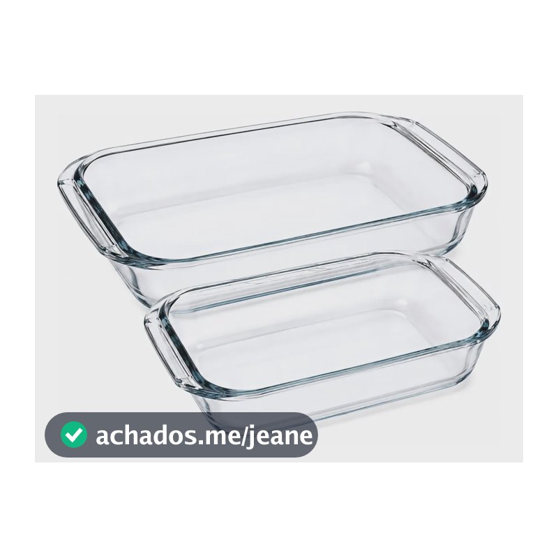 Kit 2 Travessa Assadeira 1 Litro + 1,6 Litro Pequena Média Transparente