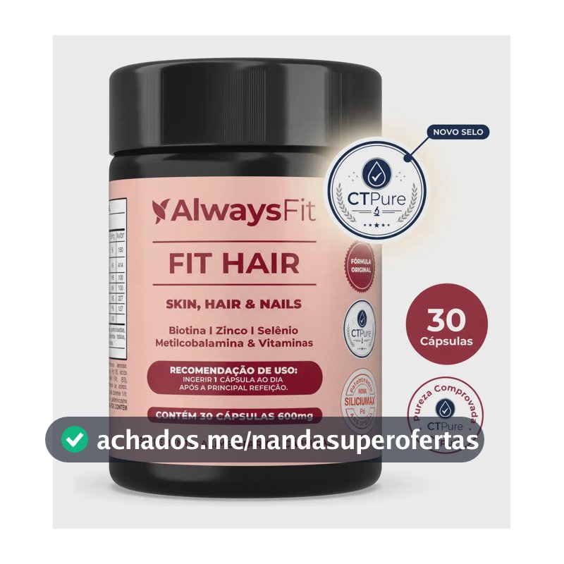 FitHair AlwaysFit | Biotina + Zinco + Ferro + Cobre + Cisteína + Vitaminas | 30 Cápsulas