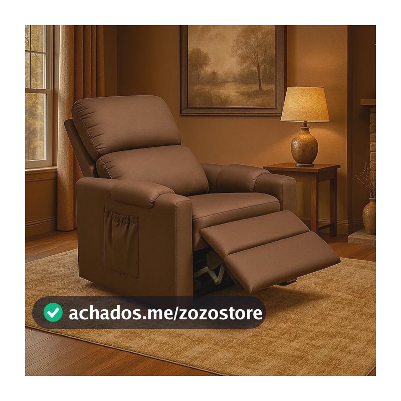 Poltrona Cadeira Glória Mamãe E Papai Com Encosto Macio Reclinável E Retrátil Para Sala De Descanso E Amamentação Cor Marrom