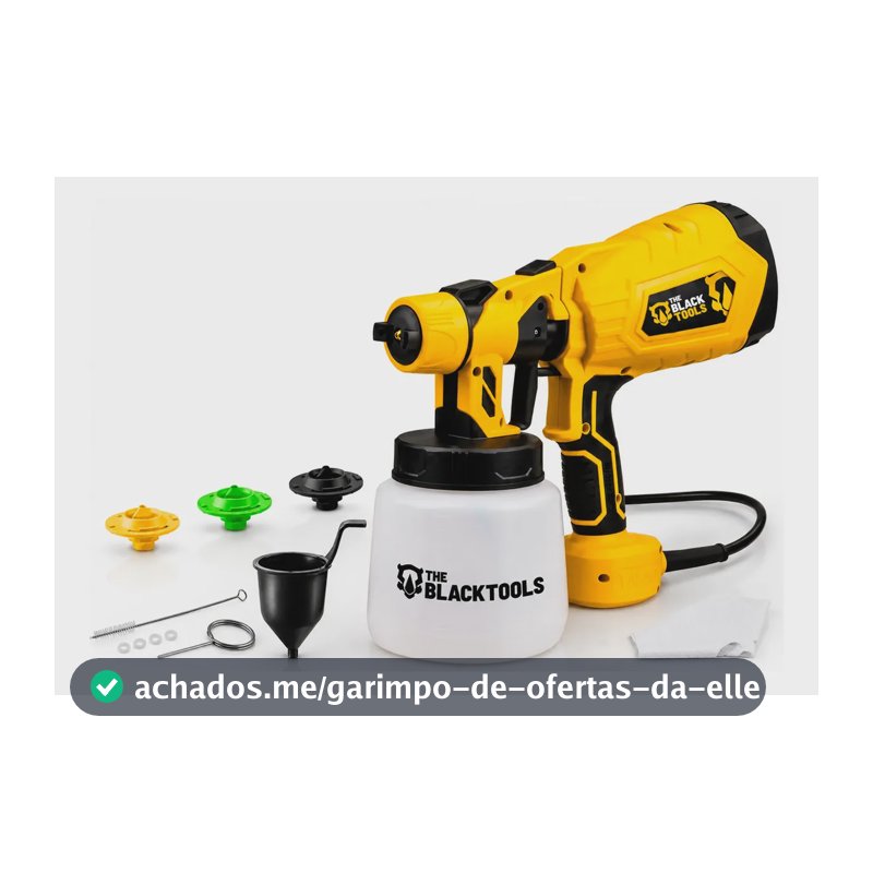 Pistola De Pintura E Pulverizadora Elétrica Portátil Hvlp 1.250l C/5 Bicos E Acessórios 600w Tpp150 The Black Tools