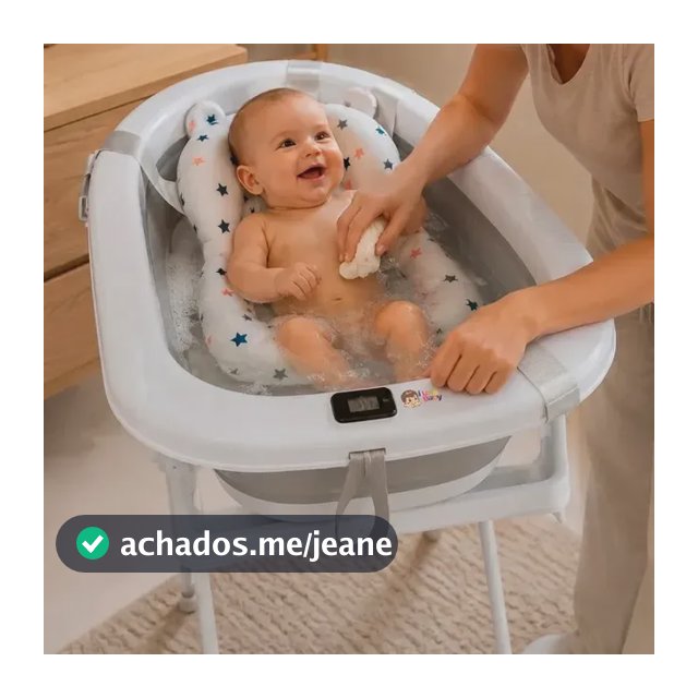 Banheira Bebe Dobrável Com Suporte E Termômetro I Love Baby