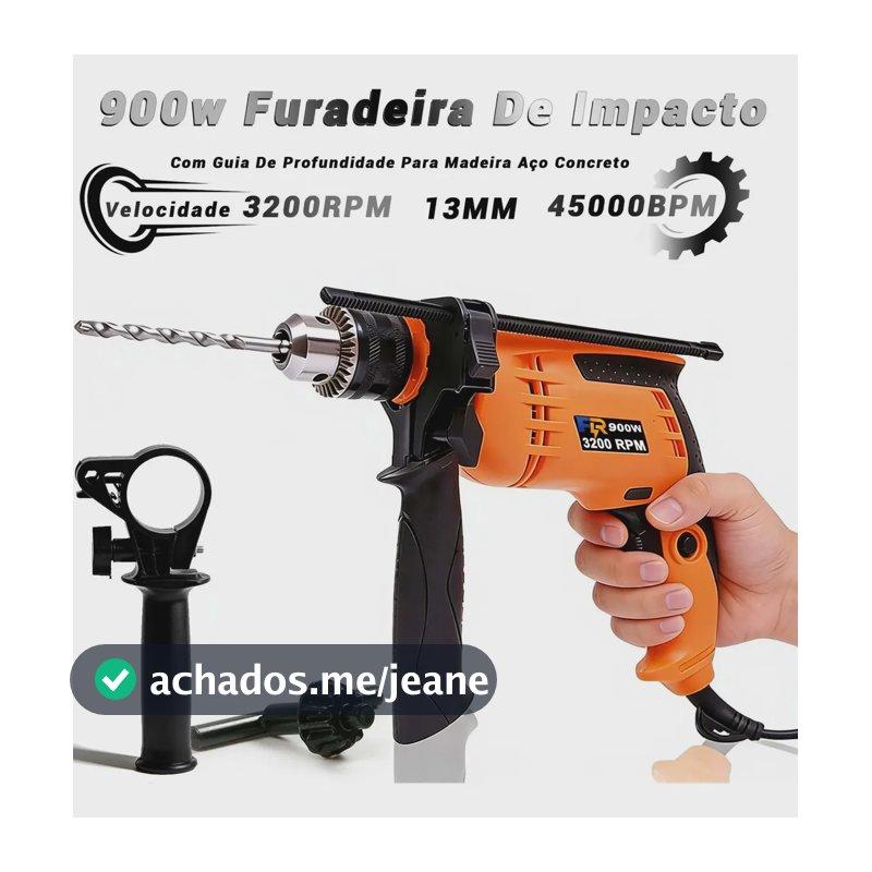 Furadeira de Impacto ZHANLOW 950W, 13mm, com Função Parafusadeira e Velocidade Variável