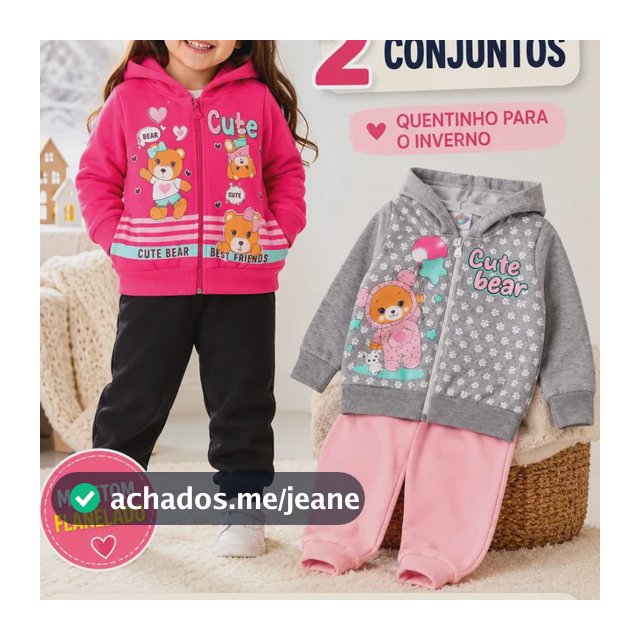 Kit 2 Conjuntos Moleton Bebê Algodão Infantil Frio Flanelado