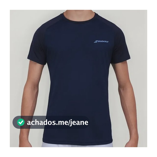 Camiseta Babolat Play Crew Neck Tee Azul Marinho - Masculina