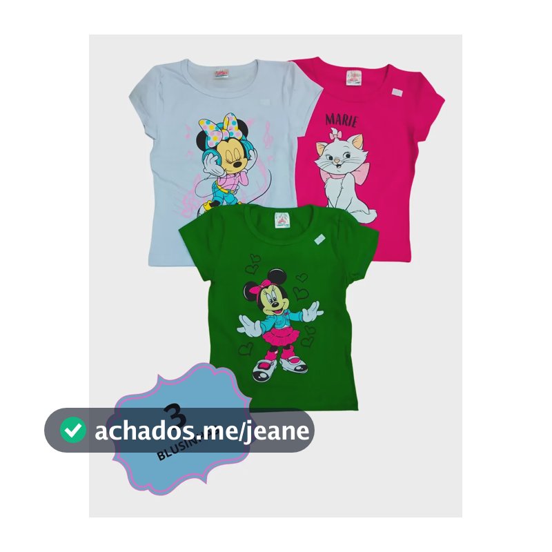 Kit 3 Blusinhas Feminina Infantil Juvenil Algodão + Elastano Sortida Liso 6