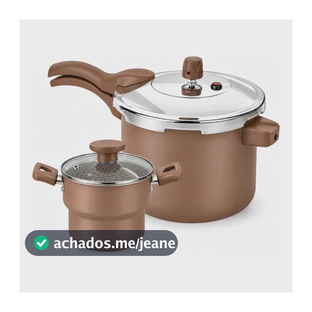 Kit Panela De Pressão 4,5l + Cuscuzeira Tampa De Vidro Bege