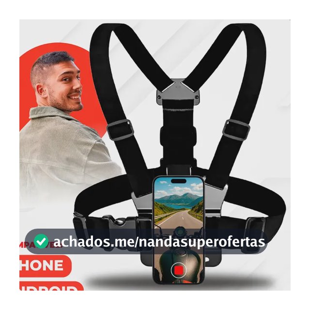 Suporte De Peito Peitoral Para Celular E Câmera Esportiva Gopro Ajustável 360° Colete Para Vídeo E Filmagem Esporte Moto E Bike Compatível iPhone Android Profissional