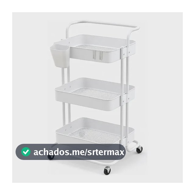 Organizador Multiuso 3 Prateleiras Metal Rodízios Cozinha Branco