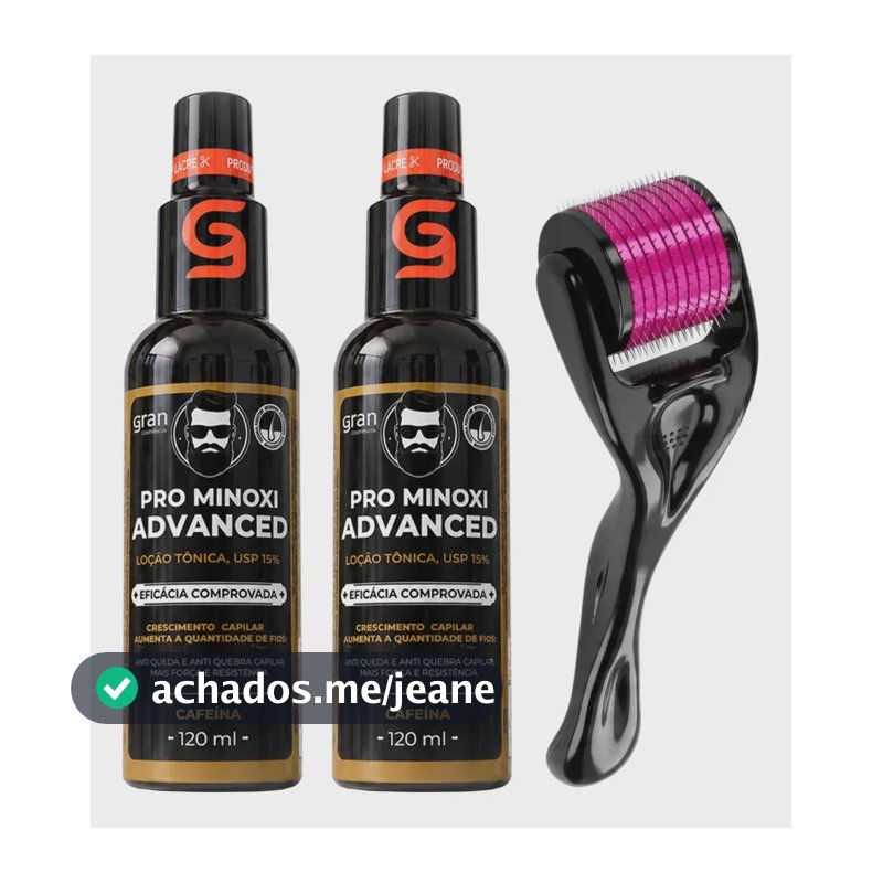 Kit 2x Tônico Pro Minoxi + Dermaroller Para Cabelo E Barba Fragrância Derma 1.0
