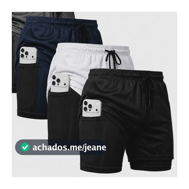 Kit 4 Bermudas 2 Em 1 Masculino Corrida Academia Treino