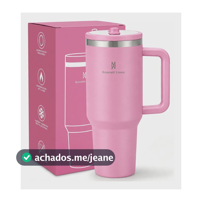 Copo Térmico 1.2l Inox Tampa Flip Canudo Alça Carro Academia Rosa Escuro Cor Pura / Material Fosco