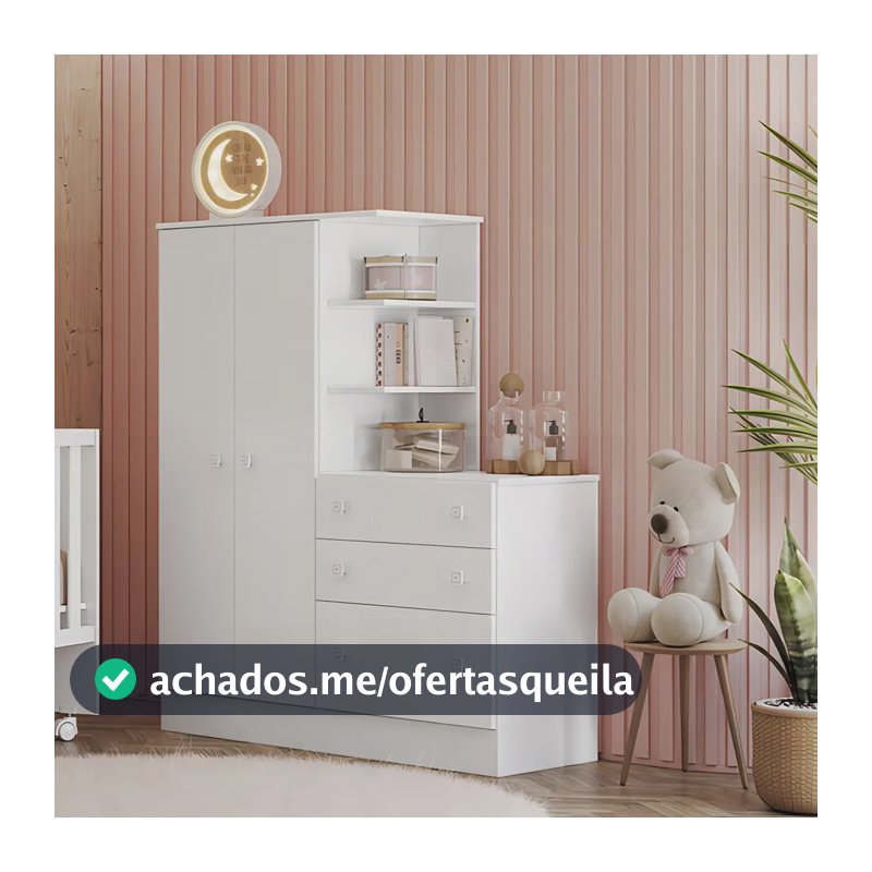 Guarda-roupa Infantil Doce Sonho 2 Portas Branco - Qmovi