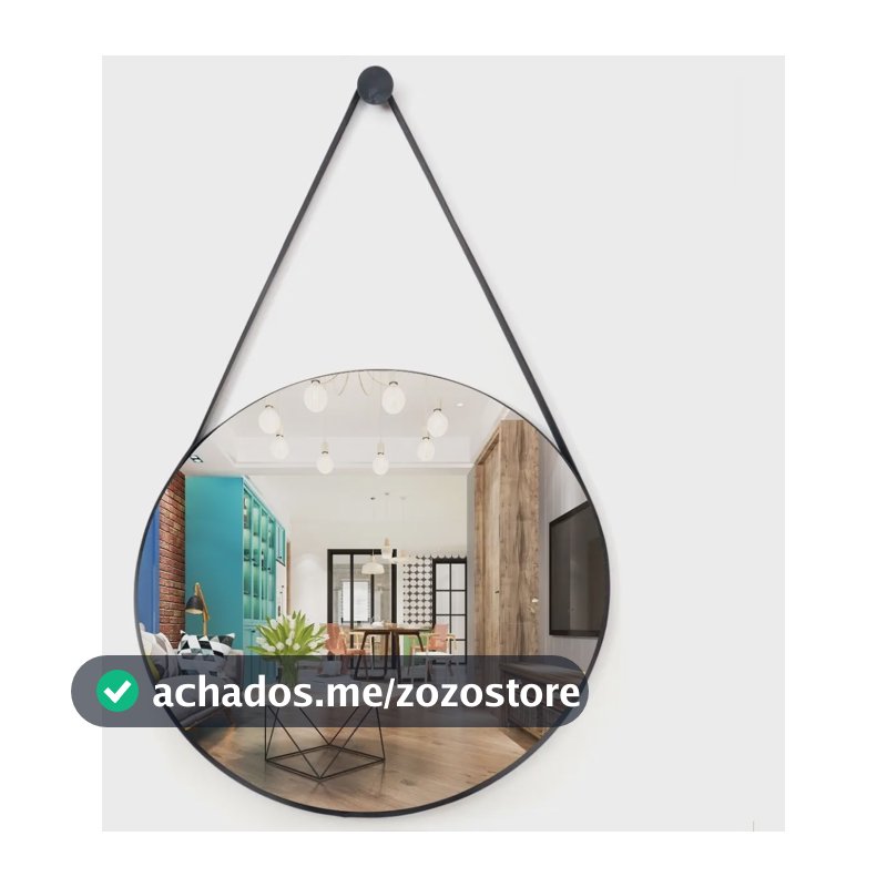 Espelho Redondo Decorativo Suspenso Alça 20cm + Pino Brinde Café