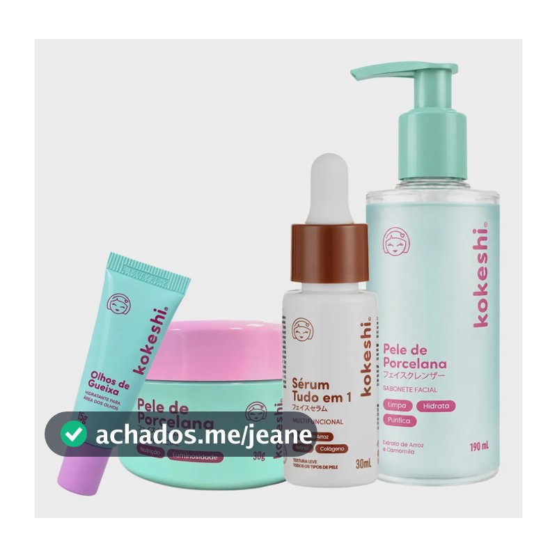Kit Rotina Skin Care Kokeshi Sabonete Sérum Facial Tudo Em 1