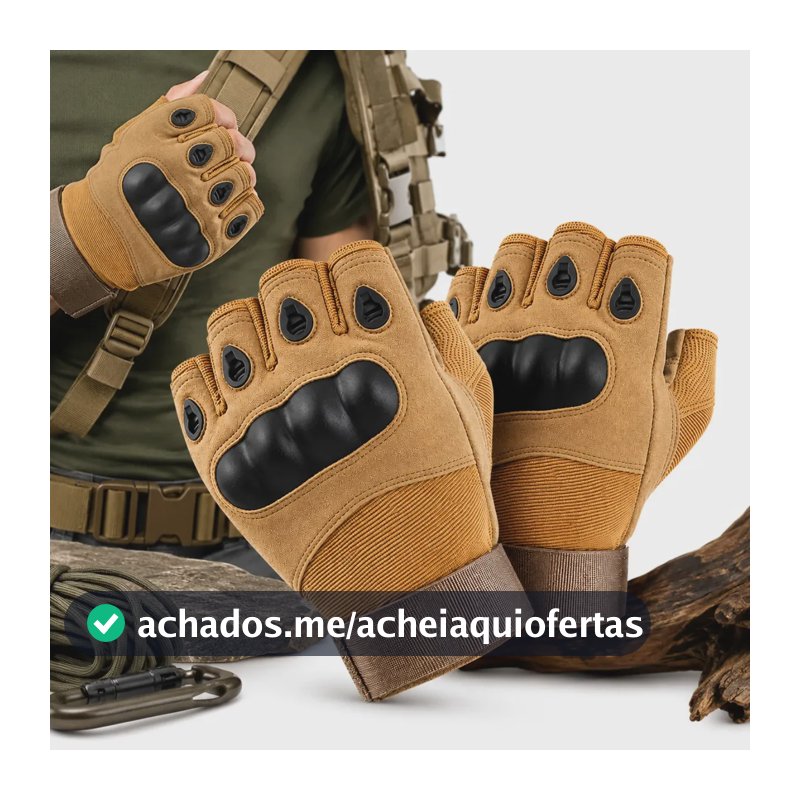 Luva Tática Meio Dedo Proteção Militar Airsoft Paintball Moto Esporte Ação Proteção Reforçada Cor Bege Ciclismo Trekking Camping Operacional Confortável Antiderrapante Alta Resistência D'Presentes