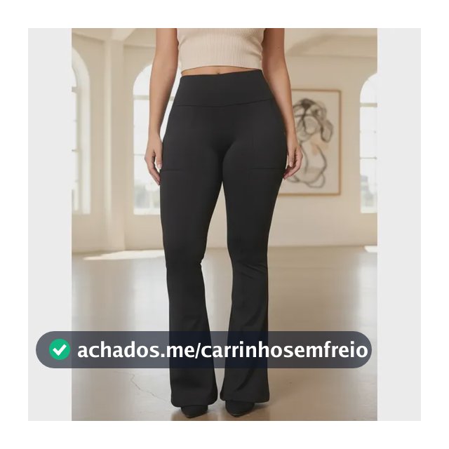 Calça Feminina Legging Flare Flanelada Cintura Alta E Lycra
