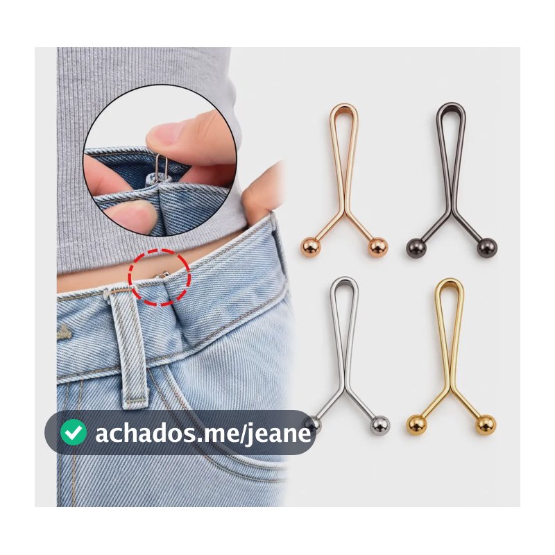 Kit 4 Alfinete Ajuste Pence Cintura Calça Saia Roupas Largas Metal